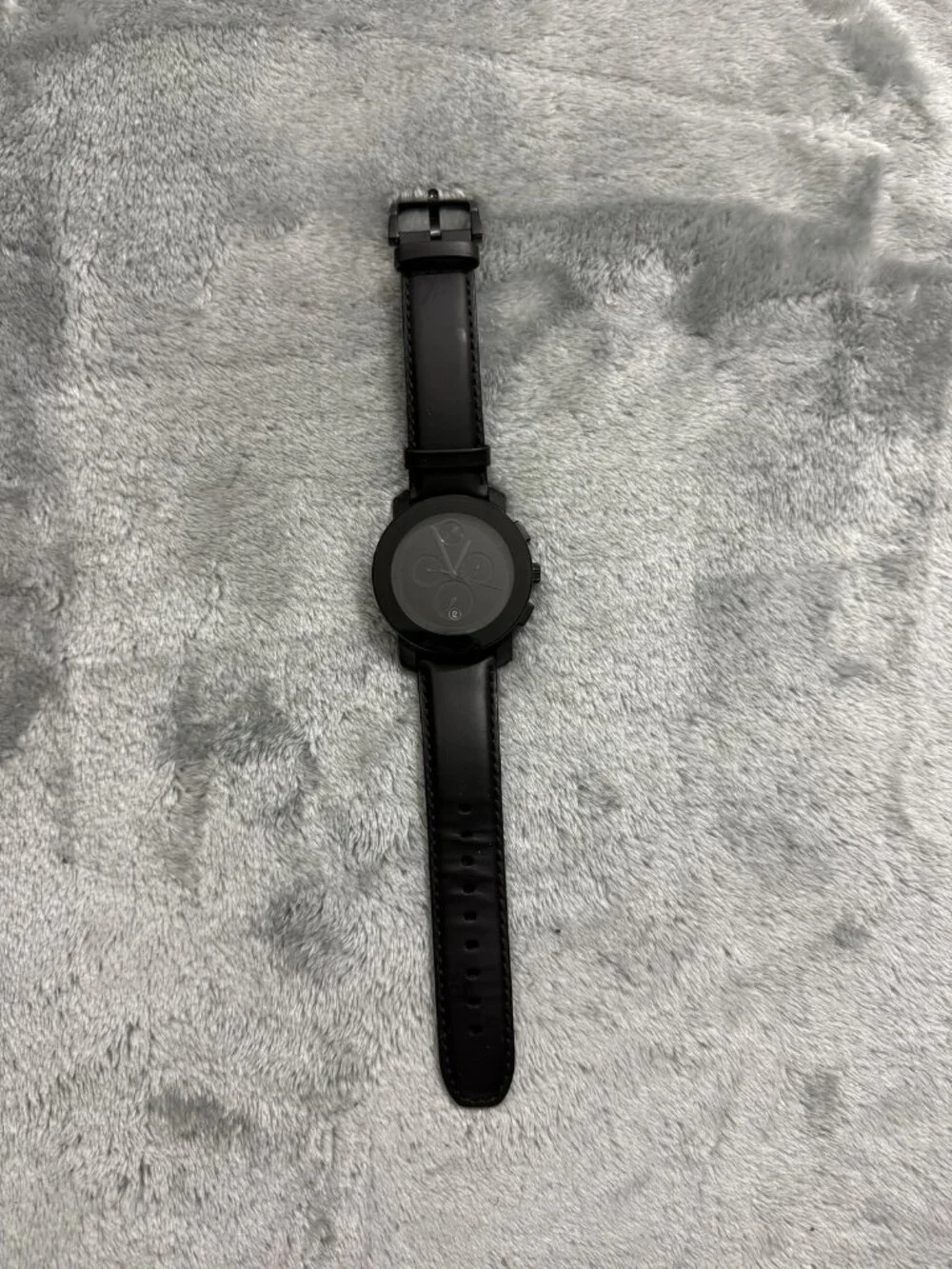 Movado Bold 3600014 Mens Watch Black Dial Black Leather Chronograph Quartz Date